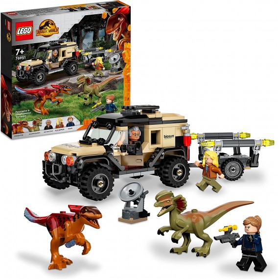 Lego Jurassic World - Trasporto del Piroraptor e del Dilofosauro - Lego  76951 con Dinosauro e Fuoristrada ANNI