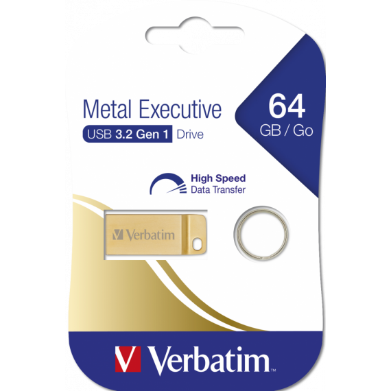 PENDRIVE 64GB USB 3.0 3.1 VERBATIM 99106 Metal Executive IN METALLO HIGH SPEED DATA TRANSFER - 64 GB velocità fino a 80 MB/s