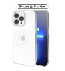 CUSTODIA SILICONE TRASPARENTE PER IPHONE 13 PRO MAX SLIM CON MAG-SAFE MAGNETIC MORBIDA IN TPU RESISTENTE - COVER ANTIGRAFFIO