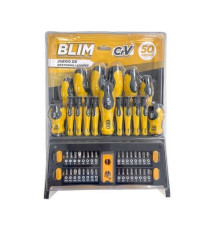 SET 50 PEZZI 17 CACCIAVITI E PUNTE BLIM BL0256 MAGNETICO - PUNTA PIATTA PHILLIPS(CROCE) TORX IN CROMO VANADIO ERGONOMICO