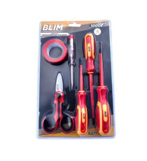 SET 6 PEZZI UTENSILI ISOLATI 1000V BLIM BL0271 3 CACCIAVITI -1 FORBICE ELETTRICISTA-1 NASTRO ISOLANTE-1 CERCA FASE ERGONOMICO SET 6 PEZZI UTENSILI ISOLATI 1000V BLIM BL0271 3 CACCIAVITI -1 FORBICE ELETTRICISTA-1 NASTRO ISOLANTE-1 CERCA FASE ERGONOMICO