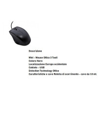 MINI MOUSE BULLTEK M3539 OTTICO NERO CAVO USB 2.0 DA 120CM - 1200DPI - 2 PULSANTI + ROTELLA - PICCOLO E COMPATTO MINI MOUSE BULLTEK M3539 OTTICO NERO CAVO USB 2.0 DA 120CM - 1200DPI - 2 PULSANTI + ROTELLA - PICCOLO E COMPATTO
