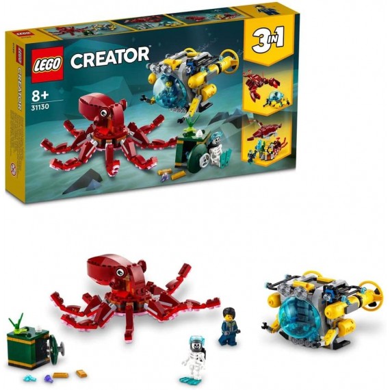 Lego Creator 3in1 - Missione Tesoro sommerso - Lego 31130 con polpi,  aragosta, raggio manta, 2 minifigure ANNI