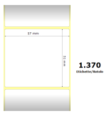 Etichette Zebra 57x51mm bianche 1370PZ 800262-205 termiche compatibili per ZEBRA GK420,ZD420,ZD421,ZD620 Z-2000D 2.2x2x1 Core