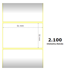 Etichette Zebra 51x32mm bianche 2100PZ 880175-031D termiche compatibili per ZEBRA GK420,ZD420,ZD421,ZD620 Z-2000D 2x1.3x1 Core