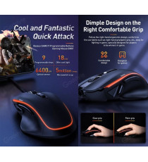 Mouse Gaming Baseus GM01 sensore ottico - 9 pulsanti programmabili - fino a 6400dpi -  cavo in nylon da 2mt - per Windows e Mac