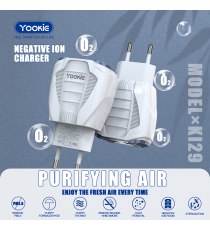 Caricatore 2 porte fast USB Yookie KI29 con purificatore d'aria e ionizzatore - Ricarica fast 2 USB 5V-2.4A caricatore da muro Caricatore 2 porte fast USB Yookie KI29 con purificatore d'aria e ionizzatore - Ricarica fast 2 USB 5V-2.4A caricatore da muro