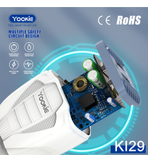 Caricatore 2 porte fast USB Yookie KI29 con purificatore d'aria e ionizzatore - Ricarica fast 2 USB 5V-2.4A caricatore da muro Caricatore 2 porte fast USB Yookie KI29 con purificatore d'aria e ionizzatore - Ricarica fast 2 USB 5V-2.4A caricatore da muro