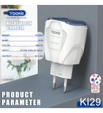 Caricatore 2 porte fast USB Yookie KI29 con purificatore d'aria e ionizzatore - Ricarica fast 2 USB 5V-2.4A caricatore da muro Caricatore 2 porte fast USB Yookie KI29 con purificatore d'aria e ionizzatore - Ricarica fast 2 USB 5V-2.4A caricatore da muro