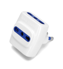 Adattatore triplo con spina 16A 250V S17 e 3 prese 6A 250V P17/11 bianco MAX 1500W con protezione bambini Aigostar Adattatore triplo con spina 16A 250V S17 e 3 prese 6A 250V P17/11 bianco MAX 1500W con protezione bambini Aigostar