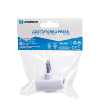 Adattatore triplo con spina 16A 250V S17 e 3 prese 6A 250V P17/11 bianco MAX 1500W con protezione bambini Aigostar Adattatore triplo con spina 16A 250V S17 e 3 prese 6A 250V P17/11 bianco MAX 1500W con protezione bambini Aigostar