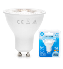Faretto led GU10 COB 4.9w 360 lumen - 6500K luce fredda bianca - lampadina misura D50xH55mm Equivalenza incandescente: 52W Faretto led GU10 COB 4.9w 360 lumen - 6500K luce fredda bianca - lampadina misura D50xH55mm Equivalenza incandescente: 52W
