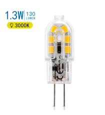 Lampadine Led G4 1.3W 130 lumen 3000K luce calda gialla L37.5W12H9mm angolo 360 gradi Equivalenza incandescente 13W Aigostar