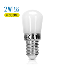 Lampadina Led T22 ideale per frigo e cappa 2W E14 180 lumen 3000K luce calda gialla L51W22H22mm Equivalenza incandescente 19W Lampadina Led T22 ideale per frigo e cappa 2W E14 180 lumen 3000K luce calda gialla L51W22H22mm Equivalenza incandescente 19W