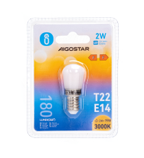 Lampadina Led T22 ideale per frigo e cappa 2W E14 180 lumen 3000K luce calda gialla L51W22H22mm Equivalenza incandescente 19W Lampadina Led T22 ideale per frigo e cappa 2W E14 180 lumen 3000K luce calda gialla L51W22H22mm Equivalenza incandescente 19W