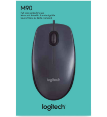 Mouse Logitech M90 ottico nero 910-001793 con cavo Usb 2.0 - uso ambidestro - 2 tasti + rotella - 1000dpi  misura 3,1x5,4x11cm
