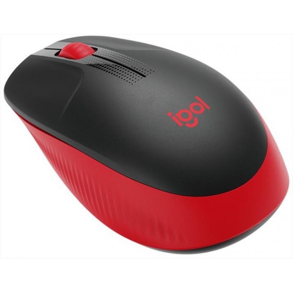 Mouse Logitech WL M190 full-size wireless 2,4 GHz nero/rosso 910-005908 ambidestro 2 tasti + rotella - 1000dpi 4x6,6x11,5cm