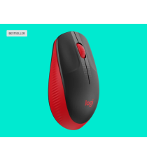 Mouse Logitech WL M190 full-size wireless 2,4 GHz nero/rosso 910-005908 ambidestro 2 tasti + rotella - 1000dpi 4x6,6x11,5cm