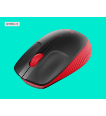 Mouse Logitech WL M190 full-size wireless 2,4 GHz nero/rosso 910-005908 ambidestro 2 tasti + rotella - 1000dpi 4x6,6x11,5cm