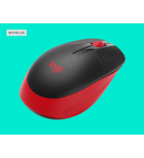 Mouse Logitech WL M190 full-size wireless 2,4 GHz nero/rosso 910-005908 ambidestro 2 tasti + rotella - 1000dpi 4x6,6x11,5cm