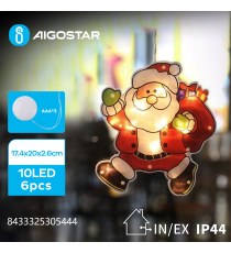 Ciondolo luminoso a batteria 3AAA con ventosa a forma Babbo Natale (1) 10 led - 2700K luce calda 17.4x20.2x2.6cm IP44 int/est Ciondolo luminoso a batteria 3AAA con ventosa a forma Babbo Natale (1) 10 led - 2700K luce calda 17.4x20.2x2.6cm IP44 int/est
