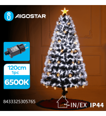 Albero di Natale in fibra ottica 120cm 125 led 6500K luce fredda bianca -rami folti- 8 giochi di luce+memoria+timer IP44 int/est Albero di Natale in fibra ottica 120cm 125 led 6500K luce fredda bianca -rami folti- 8 giochi di luce+memoria+timer IP44 int/est