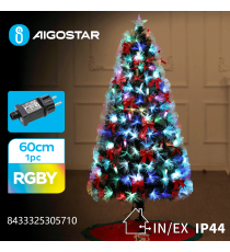 Albero di Natale in fibra ottica 60cm 55 led Rgby multicolor -rami folti- 8 giochi di luci+memoria+timer IP44 interno/esterno Albero di Natale in fibra ottica 60cm 55 led Rgby multicolor -rami folti- 8 giochi di luci+memoria+timer IP44 interno/esterno