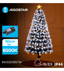 Albero di Natale in fibra ottica 90cm 85 led 6500K luce fredda bianca -rami folti- 8 giochi di luce+memoria+timer IP44 int/est Albero di Natale in fibra ottica 90cm 85 led 6500K luce fredda bianca -rami folti- 8 giochi di luce+memoria+timer IP44 int/est