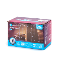 Catena luminosa lampadine a cascata lunga 200 led 10 strisce 2x2mt - 6500K luce fredda bianca 8 giochi di luce IP44 int/est Catena luminosa lampadine a cascata lunga 200 led 10 strisce 2x2mt - 6500K luce fredda bianca 8 giochi di luce IP44 int/est