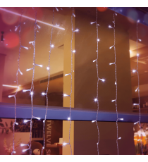 Catena luminosa lampadine a cascata lunga 100 led 10 strisce 1x1mt - 6500K luce fredda bianca 8 giochi di luce IP44 int/est Catena luminosa lampadine a cascata lunga 100 led 10 strisce 1x1mt - 6500K luce fredda bianca 8 giochi di luce IP44 int/est