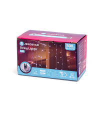 Catena luminosa lampadine a cascata lunga 300 led 10 strisce 3x3mt - 6500K luce fredda bianca 8 giochi di luce IP44 int/est Catena luminosa lampadine a cascata lunga 300 led 10 strisce 3x3mt - 6500K luce fredda bianca 8 giochi di luce IP44 int/est