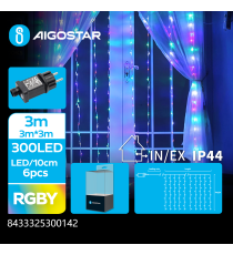 Catena luminosa lampadine a cascata lunga 300 led 10 strisce 3x3mt - Rgby multicolor 8 giochi di luce IP44 int/est Catena luminosa lampadine a cascata lunga 300 led 10 strisce 3x3mt - Rgby multicolor 8 giochi di luce IP44 int/est