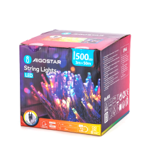 Catena luminosa lampadine a testa piatta 500 led 50mt - Rgby multicolor - 8 giochi di luce - IP44 interno/esterno Catena luminosa lampadine a testa piatta 500 led 50mt - Rgby multicolor - 8 giochi di luce - IP44 interno/esterno