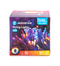 Catena luminosa lampadine a testa piatta 500 led 50mt - Rgby multicolor - 8 giochi di luce - IP44 interno/esterno Catena luminosa lampadine a testa piatta 500 led 50mt - Rgby multicolor - 8 giochi di luce - IP44 interno/esterno