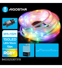Catena luminosa a tubo 5mm diametro 150 led 15mt - Rgby multicolor - 8 giochi di luce + memoria + timer - IP44 interno/esterno Catena luminosa a tubo 5mm diametro 150 led 15mt - Rgby multicolor - 8 giochi di luce + memoria + timer - IP44 interno/esterno