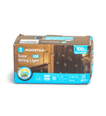 Catena luminosa solare a cascata 100 led 1x1mt - 6500K luce fredda bianca - 8 giochi di luce - IP65 da esterno