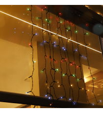 Catena luminosa solare a cascata 100 led 1x1mt - Rgby multicolor - 8 giochi di luce - IP65 da esterno