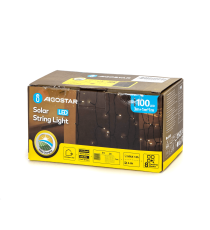 Catena luminosa solare a cascata 100 led 1x1mt - 2700K luce calda gialla - 8 giochi di luce - IP65 da esterno