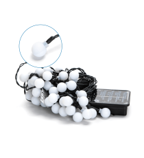 Catena luminosa solare con lampadine a sfera opacizzate 50 led 10mt 2700K luce calda gialla 8 giochi di luce IP65 da esterno Catena luminosa solare con lampadine a sfera opacizzate 50 led 10mt 2700K luce calda gialla 8 giochi di luce IP65 da esterno