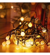 Catena luminosa solare con lampadine a sfera opacizzate 50 led 10mt 2700K luce calda gialla 8 giochi di luce IP65 da esterno Catena luminosa solare con lampadine a sfera opacizzate 50 led 10mt 2700K luce calda gialla 8 giochi di luce IP65 da esterno