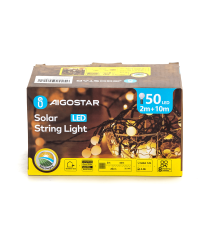 Catena luminosa solare con lampadine a sfera opacizzate 50 led 10mt 2700K luce calda gialla 8 giochi di luce IP65 da esterno Catena luminosa solare con lampadine a sfera opacizzate 50 led 10mt 2700K luce calda gialla 8 giochi di luce IP65 da esterno