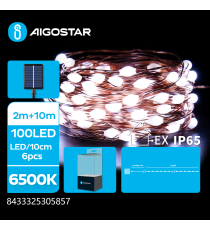 Catena luminosa solare con fili in rame 100 led 10mt - 6500K luce fredda bianca - 8 giochi di luce - IP65 da esterno Catena luminosa solare con fili in rame 100 led 10mt - 6500K luce fredda bianca - 8 giochi di luce - IP65 da esterno
