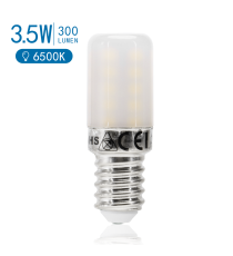 Lampadina Led T18 3.5W E14 300 lumen 6500K luce fredda misura L51W18H18mm - ideale per frigo,cappa - luce refrigeratore Lampadina Led T18 3.5W E14 300 lumen 6500K luce fredda misura L51W18H18mm - ideale per frigo,cappa - luce refrigeratore