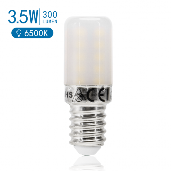 Lampadina Led T18 3.5W E14 300 lumen 6500K luce fredda misura L51W18H18mm -  ideale per frigo
