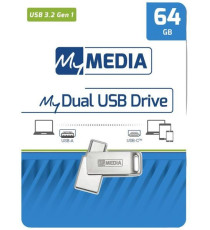Pendrive dual 64GB USB MyMedia My Dual 3.2 69270 Chiavetta in metallo 2 in 1 - USB Tipo-C e USB Tipo-A USB 3.2 Gen 1 Pendrive dual 64GB USB MyMedia My Dual 3.2 69270 Chiavetta in metallo 2 in 1 - USB Tipo-C e USB Tipo-A USB 3.2 Gen 1