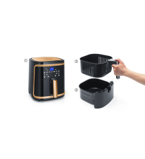 Friggitrice ad aria 7 litri - WI-FI SMART- 1900W - Touch screen led - in acciaio inox - timer e controllo temperatura Aigostar Friggitrice ad aria 7 litri - WI-FI SMART- 1900W - Touch screen led - in acciaio inox - timer e controllo temperatura Aigostar