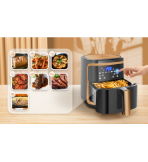 Friggitrice ad aria 7 litri - WI-FI SMART- 1900W - Touch screen led - in acciaio inox - timer e controllo temperatura Aigostar Friggitrice ad aria 7 litri - WI-FI SMART- 1900W - Touch screen led - in acciaio inox - timer e controllo temperatura Aigostar