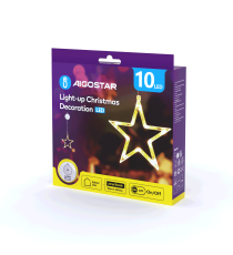 Ciondolo luminoso a batteria 3AAA con ventosa a forma di stella 10 led - 2700K luce calda misura 19x18x1cm IP44 int/est