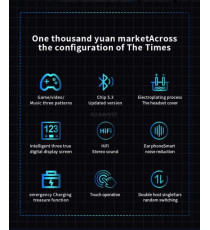 Coppia auricolari YD04 Black generico con display led Earphone Bluetooth V5.3 WI-FI cuffie TWS alta qualità iOS ANDROID Coppia auricolari YD04 Black generico con display led Earphone Bluetooth V5.3 WI-FI cuffie TWS alta qualità iOS ANDROID