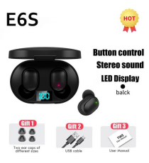 Coppia auricolari E6S black generico nero con display led Earphone Bluetooth V5.2 WI-FI cuffie TWS alta qualità iOS ANDROID Coppia auricolari E6S black generico nero con display led Earphone Bluetooth V5.2 WI-FI cuffie TWS alta qualità iOS ANDROID